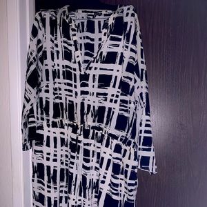 Black and white tunic with faux middle drawstring